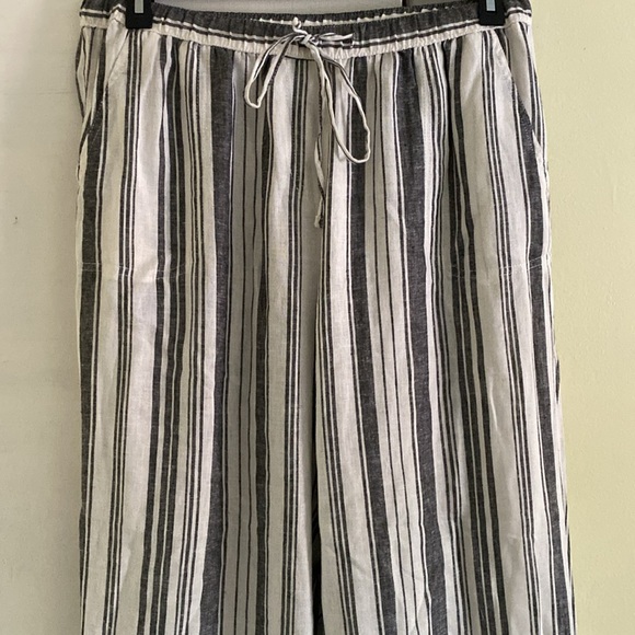 Land and Sea Linen Stretch Blend Wide Leg Pants Adjustable Stretch Waist - Picture 2 of 14